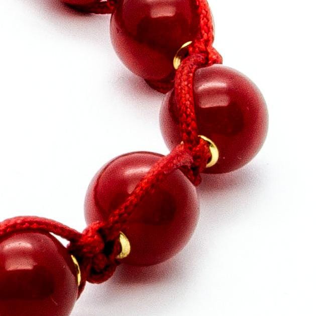 Red String Bead Stone Jade 8mm Cool Bracelet Cord Adjustable 6in-10in
