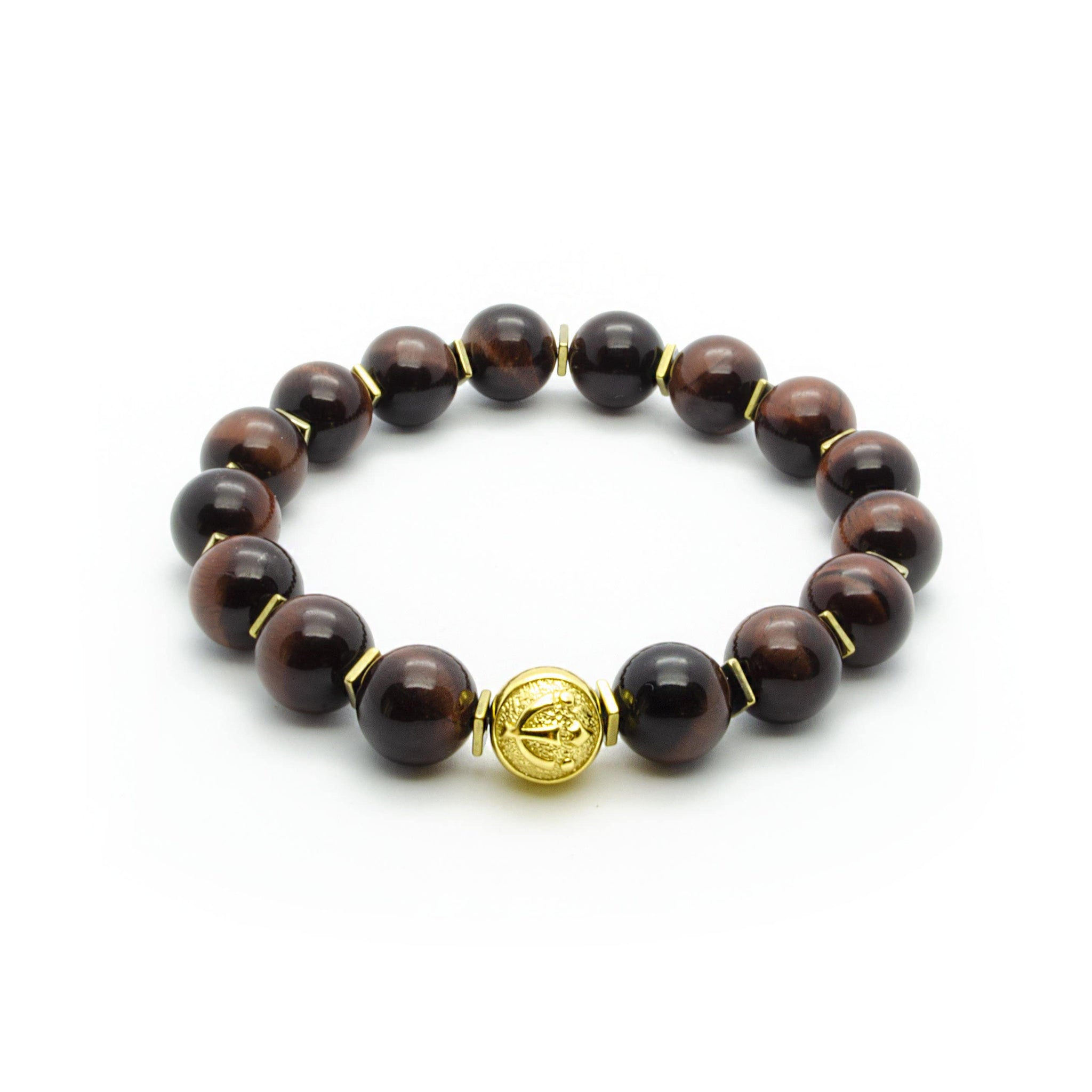 Elastic Bracelet With Natural Stones Red Tiger Eye Stone 